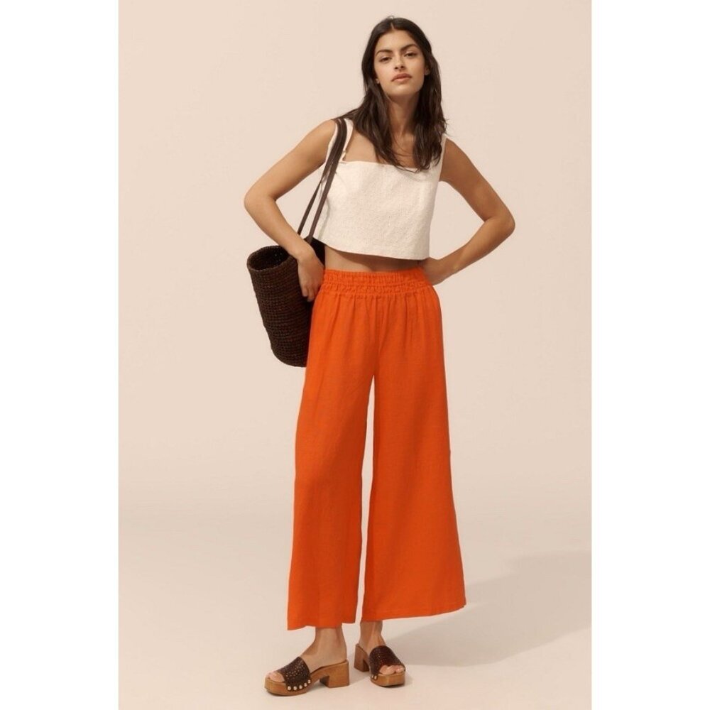 NWT Size XS -The Somerset 100% Linen Pull-On Pants w Pockets Red  (NWT US$ 118)